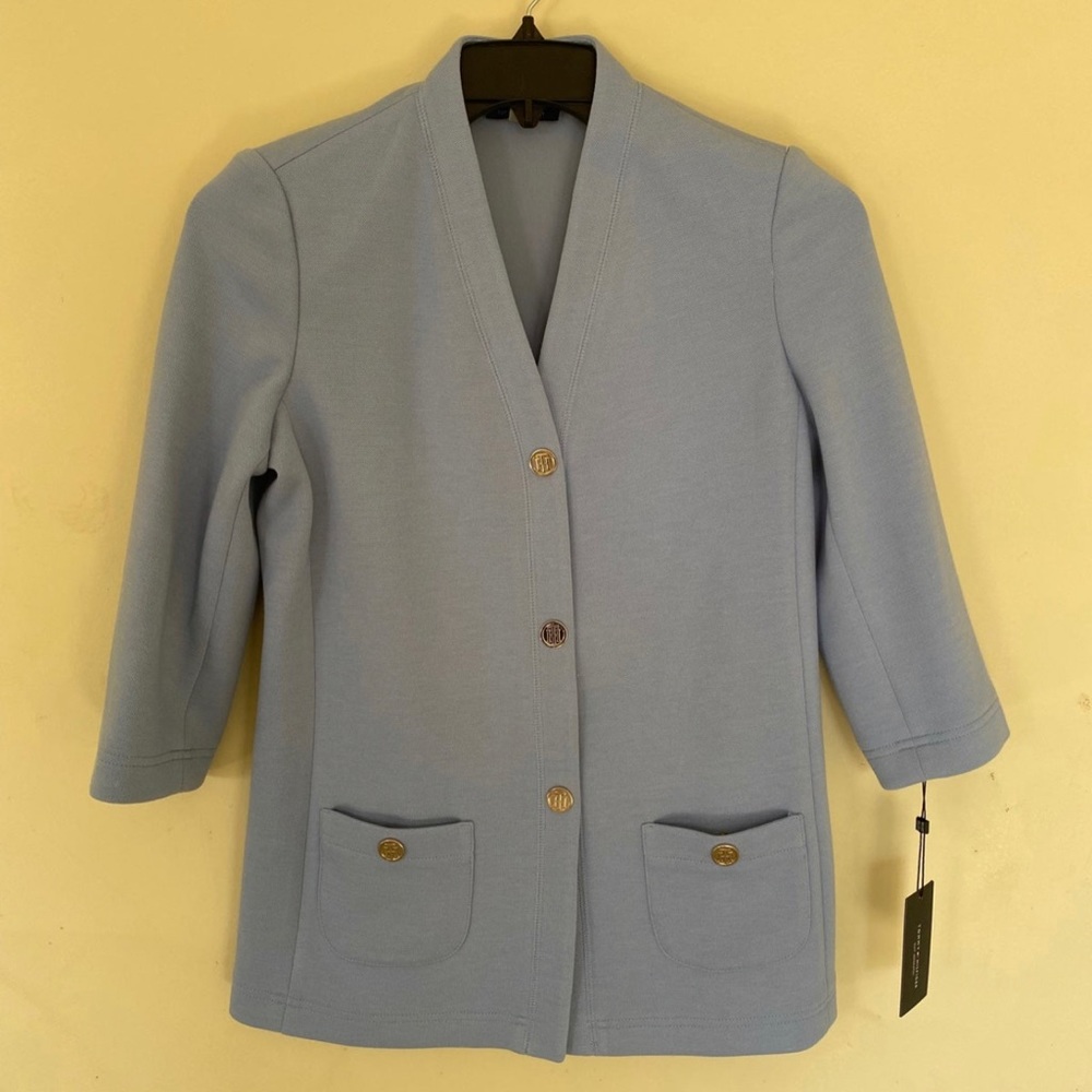 tommy hilfiger women's gold buttons 2/3 sleeves jacket H163875 blm,size 0